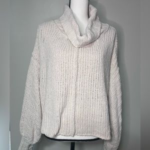 Free People Womens Oversized Knit Sweater Cream Sz M